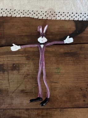 Vintage Purple Bendy Bunny Toy